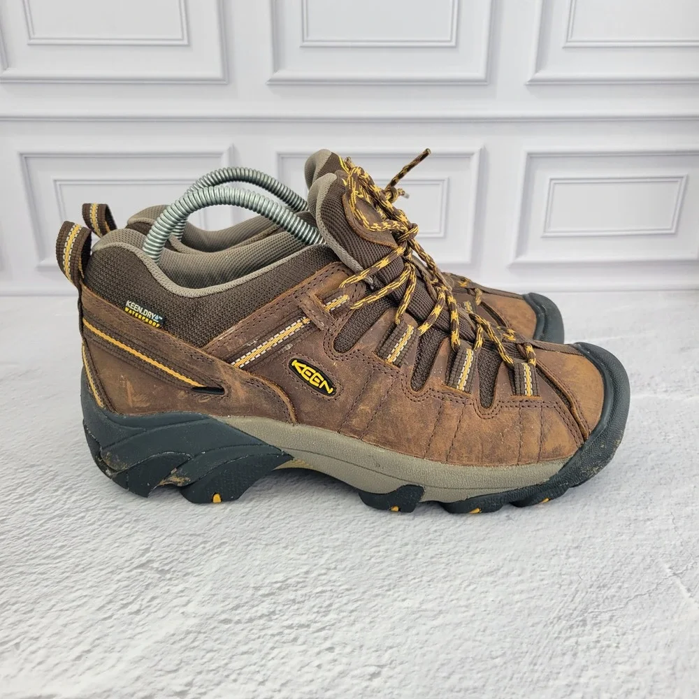Keen‎ Targhee II Mens Waterproof Hiking Shoes Size 7.5 Brown Leather Low Trail